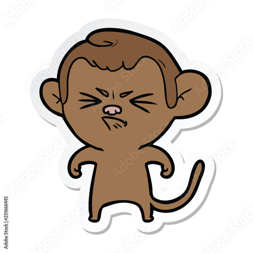 sticker of a cartoon annoyed monkey
