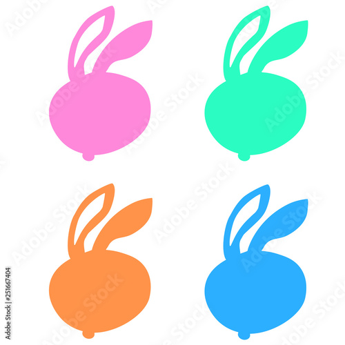 Rabbit color icon set on white background from thin line animals collection, editable outline stroke vector illustration