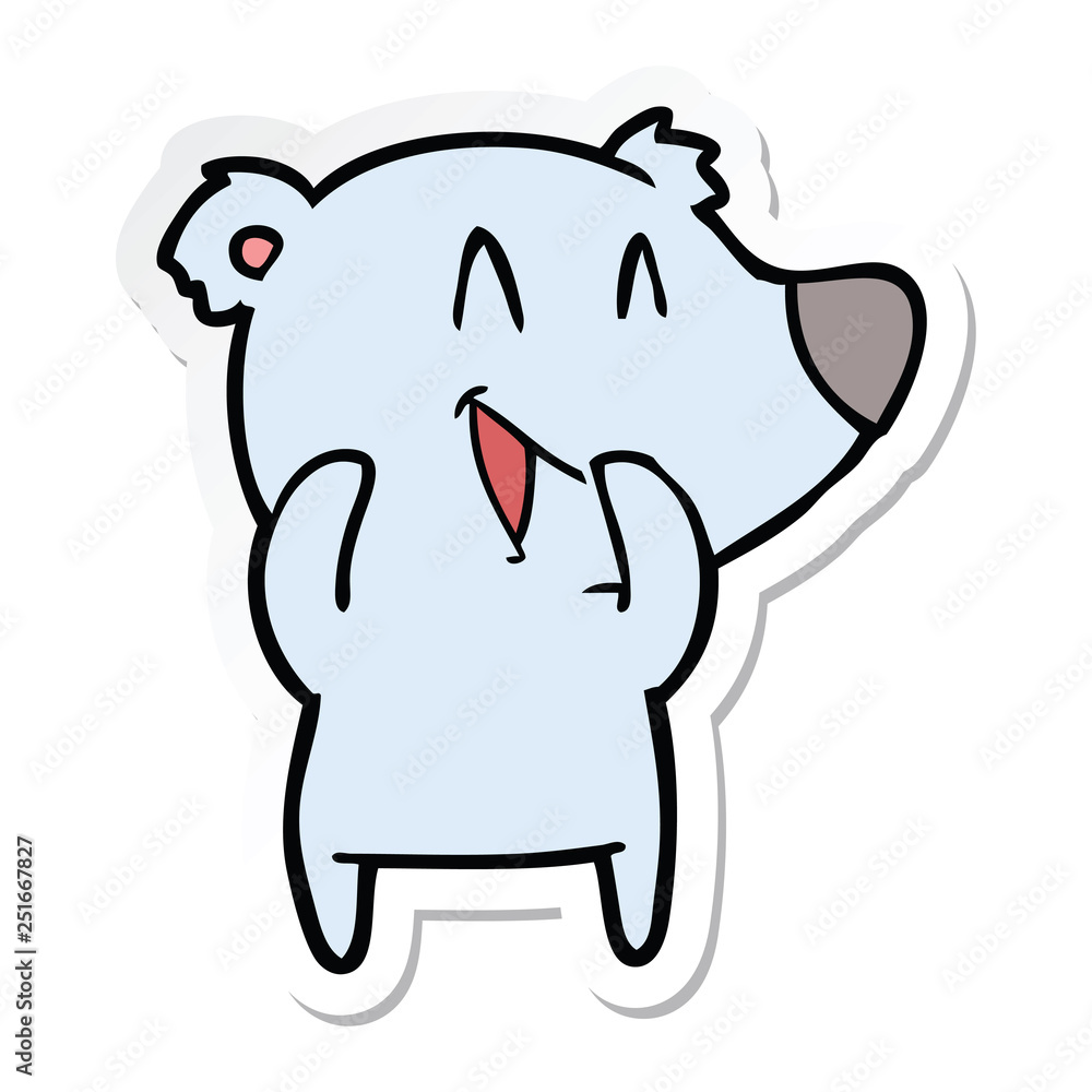 Fototapeta premium sticker of a laughing bear cartoon
