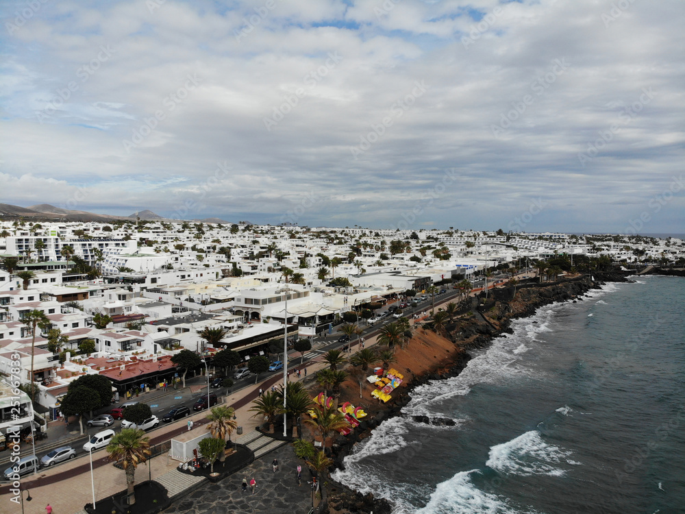 Aerial photo of the beautiful Lanzarote in Spain one of the Canary islands.