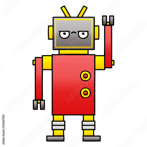 gradient shaded cartoon annoyed robot