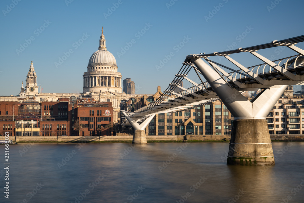 St Paul's Cathedral and Millennium Footbridge over the Thames