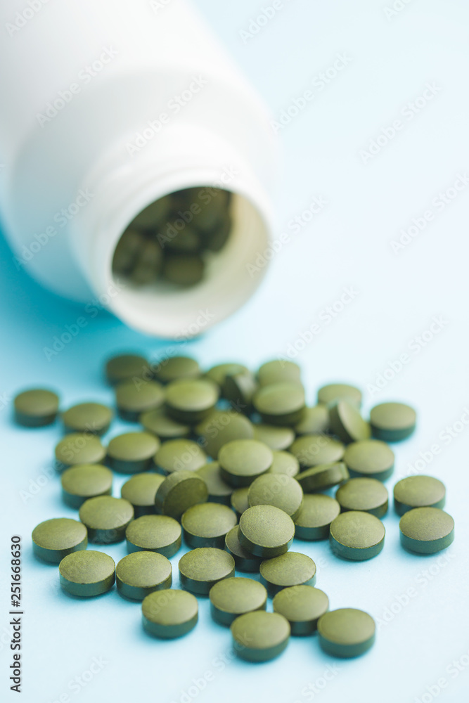 Chlorella or green barley. Detox superfood. Chlorella or green barley. Detox superfood.