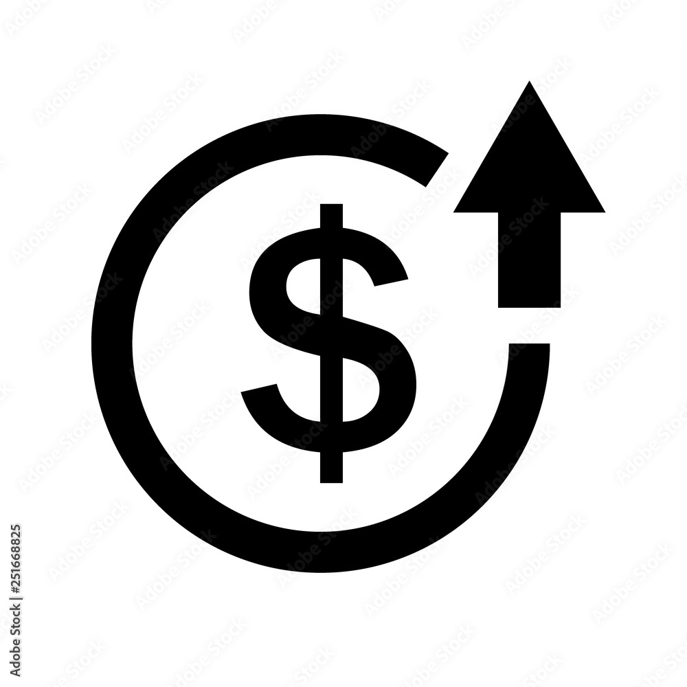 Money increases icon vector Money increases icon vector
