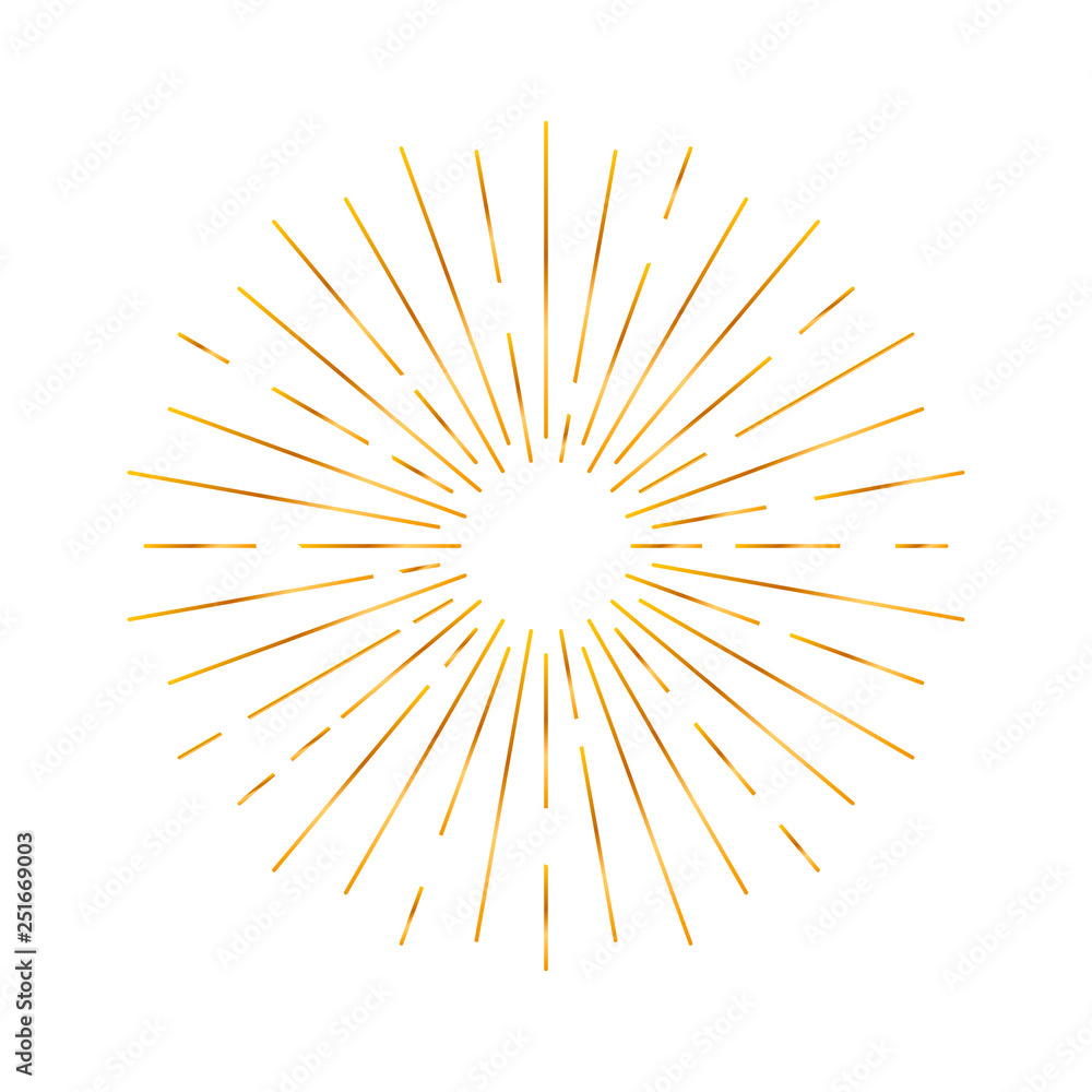 Golden Vintage Sunburst Design Vector Template