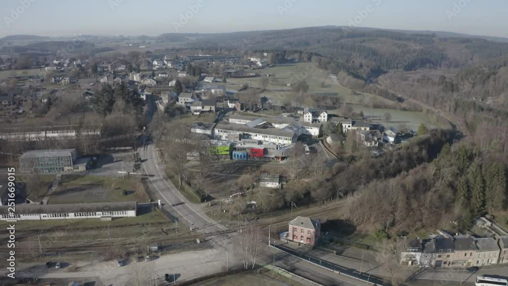 Droneshot of the village Vielsalm in Belgium Droneshot of the village Vielsalm in Belgium