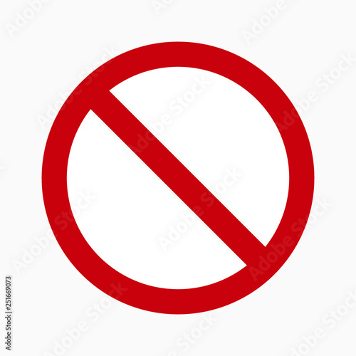 vector stop sign icon. No sign, red warning isolated