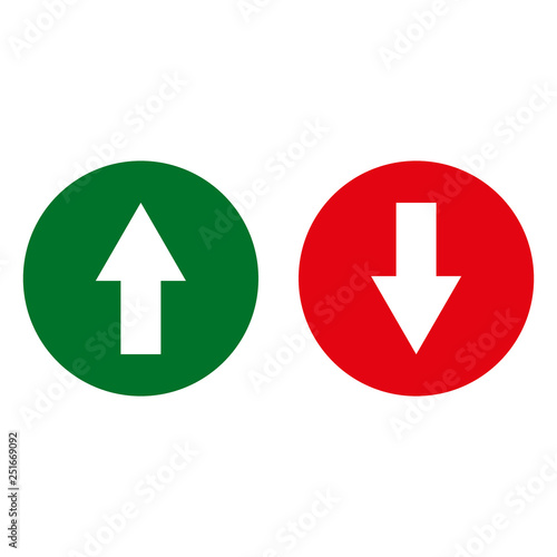 Modern up-down arrow graphics on white (circle version)