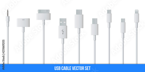 Creative vector illustration of cellphone usb charging plugs cable isolated on transparent background. Art design smart phone universal recharger accessories. Type-c interfaces, connect ports element