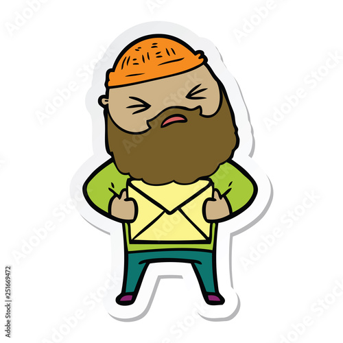 sticker of a cartoon man with beard