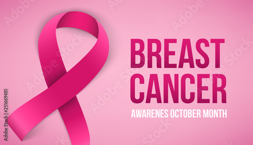 Creative vector illustration of breast cancer awareness campaign in october month background. Art design realistic stroke pink ribbon. Abstract concept graphic paper or fabric element
