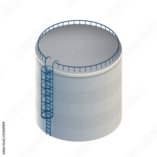 Creative vector illustration of water tank, crude oil storage reservoir isolated on transparent background. Art design gasoline, benzine, fuel cylinder template. Abstract concept graphic element