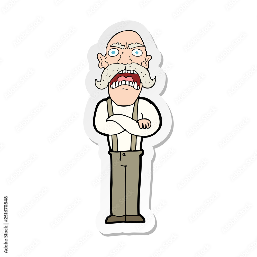 sticker of a cartoon shocked old man sticker of a cartoon shocked old man