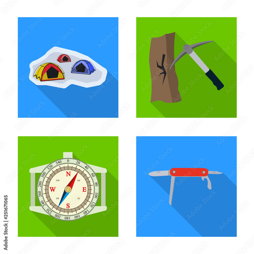 Isolated object of mountaineering and peak logo. Set of mountaineering and camp stock vector illustration. Isolated object of mountaineering and peak logo. Set of mountaineering and camp stock vector illustration.