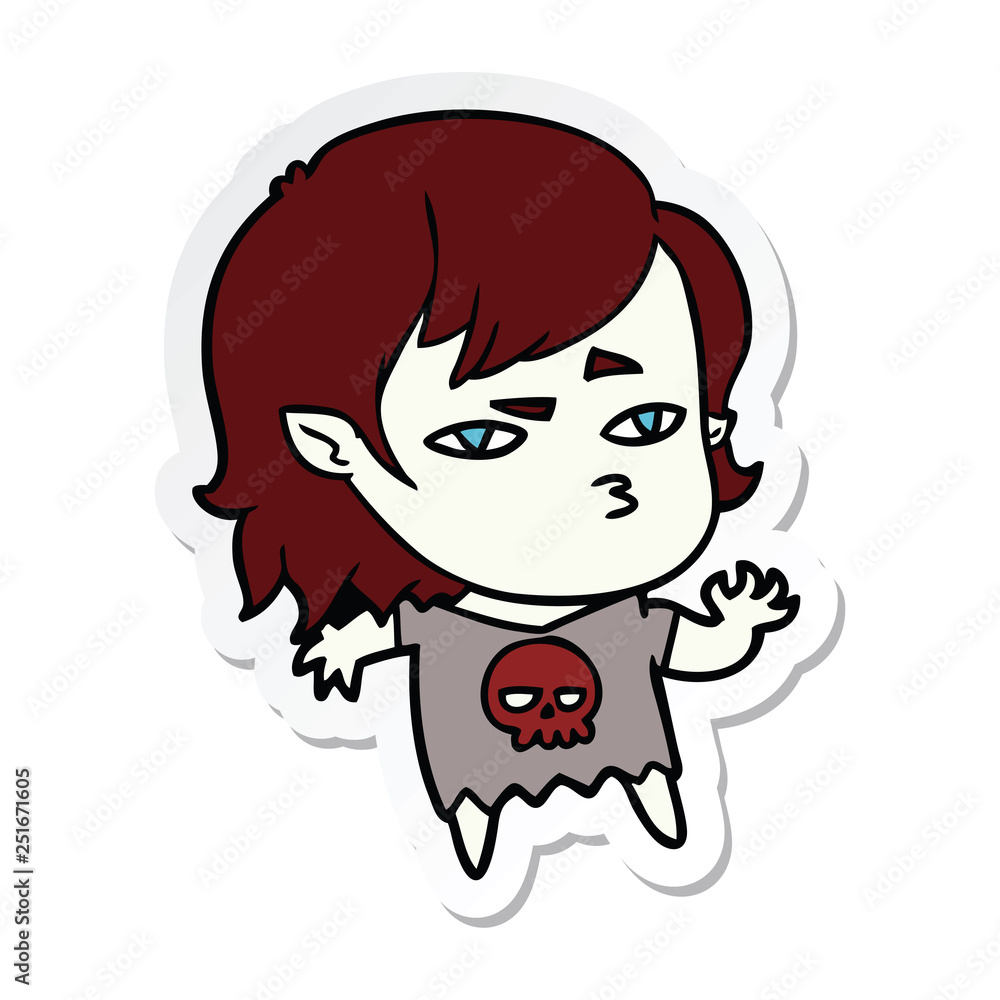 sticker of a cartoon vampire girl sticker of a cartoon vampire girl