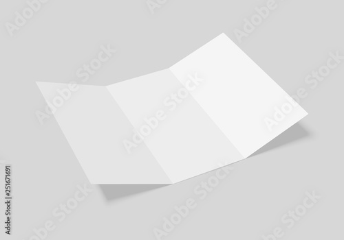 Tri folded booklet mockup. Blank white brochure mock up.