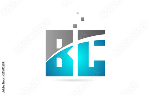 blue grey alphabet letter combination BC B C for logo icon design