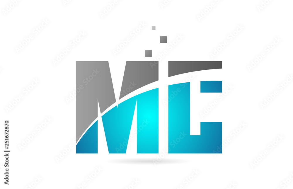 blue grey alphabet letter combination MC M C for logo icon design