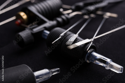 Tattoo machine with a needles and parts
