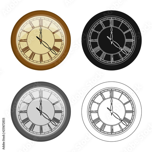 Isolated object of clock and time logo. Collection of clock and circle stock symbol for web.