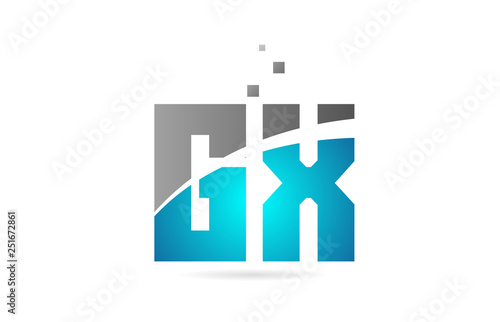 blue grey alphabet letter combination GX G X for logo icon design