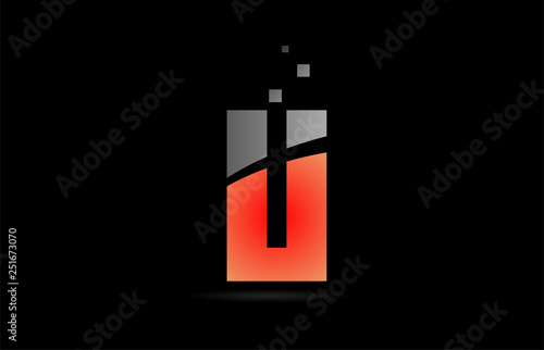 orange grey on black background alphabet letter U for logo icon design