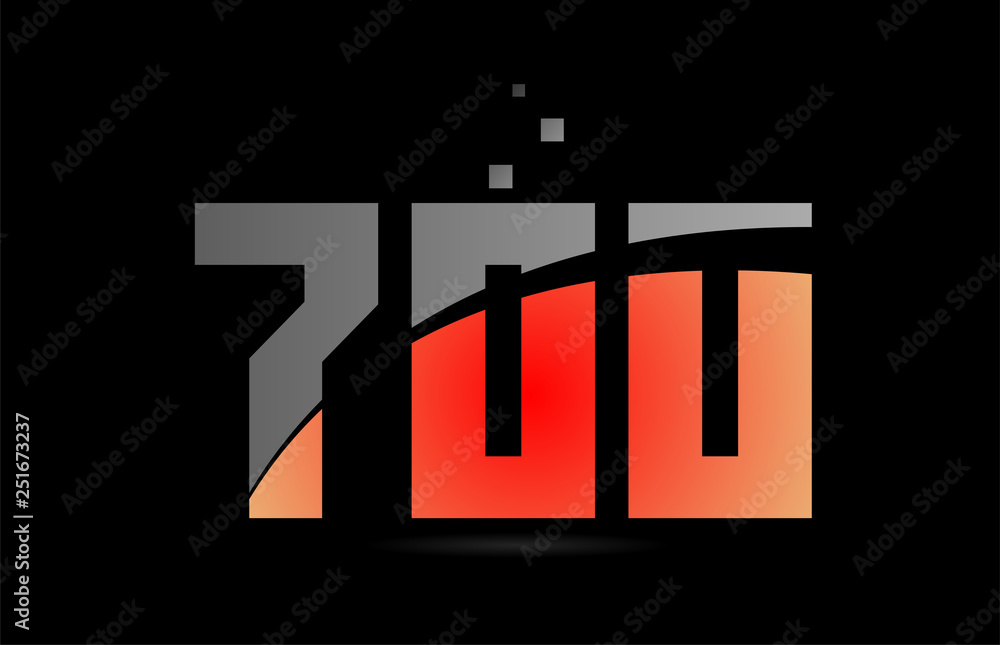 orange grey on black background number 700 for logo icon design
