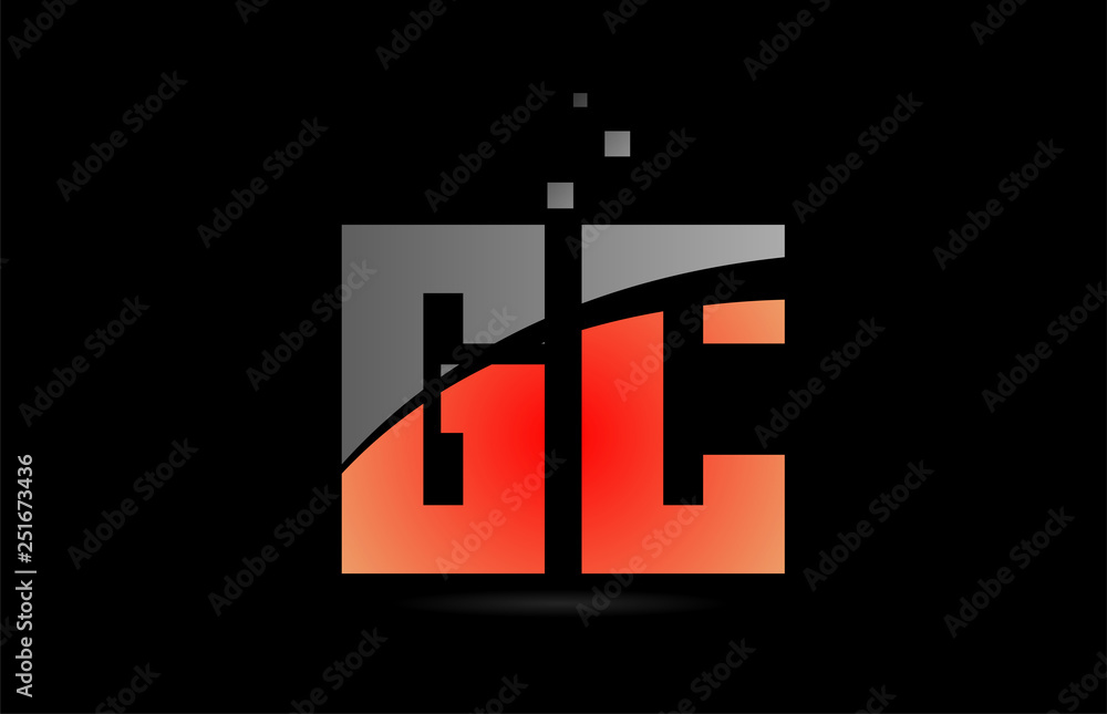 orange grey on black background alphabet letter combination GC G C for logo icon design
