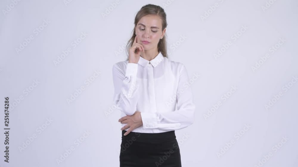 Young serious pregnant businesswoman thinking Young serious pregnant businesswoman thinking