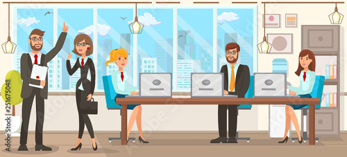 Flat Vector Illustration Team Discussion Lawyers.