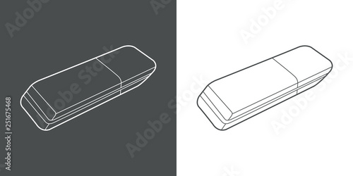Icono plano lineal borrador en gris y blanco