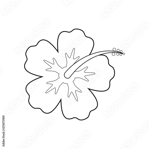 Icono plano lineal hibisco en color negro