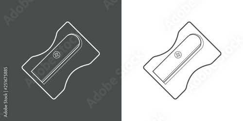 Icono plano lineal sacapuntas en gris y blanco