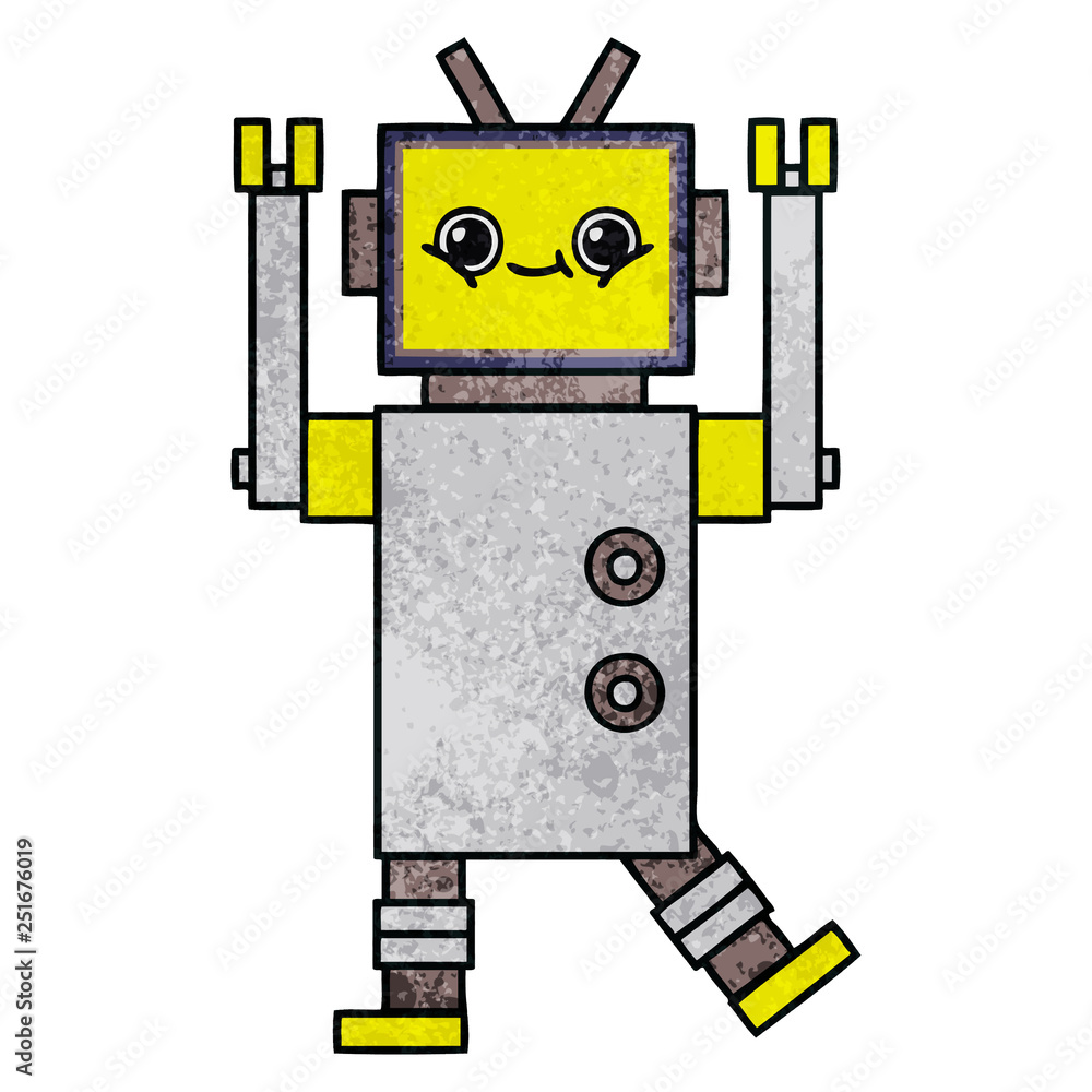 retro grunge texture cartoon robot retro grunge texture cartoon robot