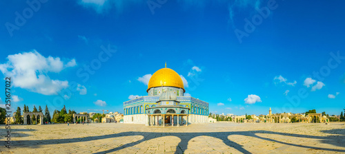 Famous dome of the rock situated on the temple mound in Jerusalem, Israel