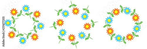 Beautiful floral patterns in the shape of wreaths. Vector design