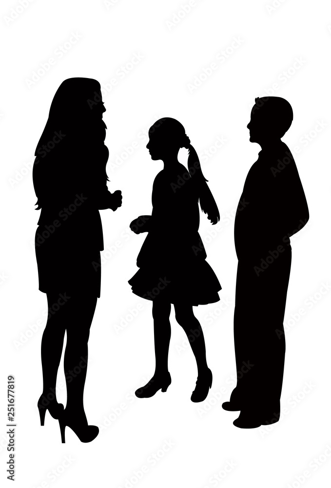 children talking silhouette vector