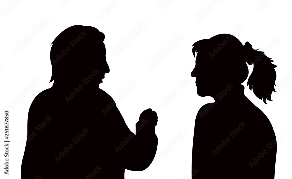 women making chat, silhouette vector