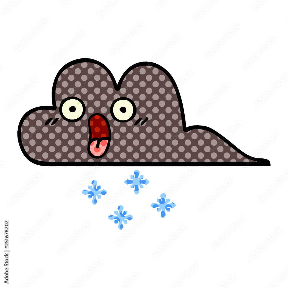 comic book style cartoon storm snow cloud