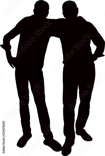 men together, silhouette vector
