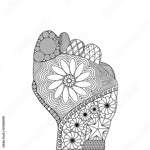 Vector Illustration of Zentangle of Gesture of Fig