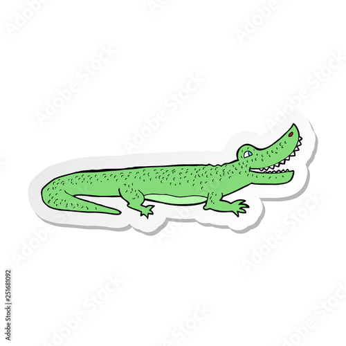 sticker of a cartoon happy crocodile