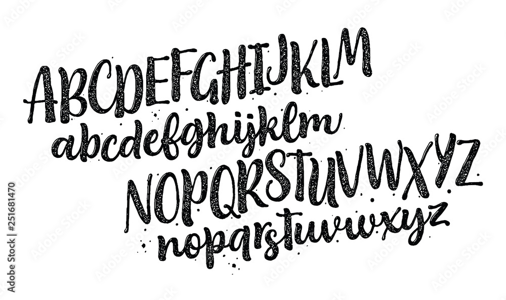 Vector hand drawn alphabet isolated on white background. Brush painted letters. Decorative artistic font. Black letters. Vector hand drawn alphabet isolated on white background. Brush painted letters. Decorative artistic font. Black letters.