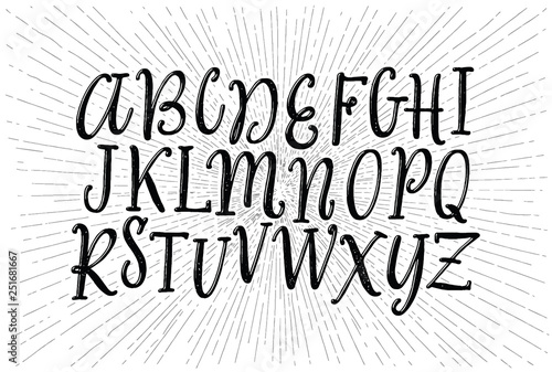 Vector Alphabet. Exclusive Custom Letters. Lettering and Custom Typography for Designs: Logo, for Poster, Invitation, etc. Handwritten brush style modern cursive font.