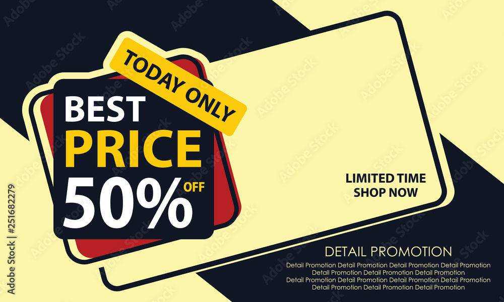 Obraz premium Best Price Banner Template. Discount Up to 50%. Vector Template Poster Sale Promotion.