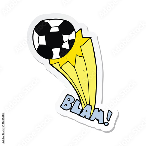 sticker of a cartoon kicked soccer ball