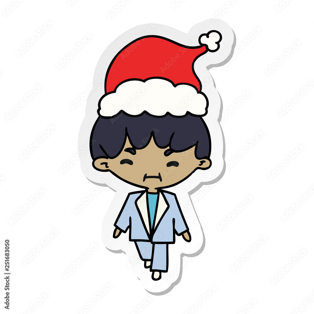 christmas sticker cartoon of kawaii boy christmas sticker cartoon of kawaii boy