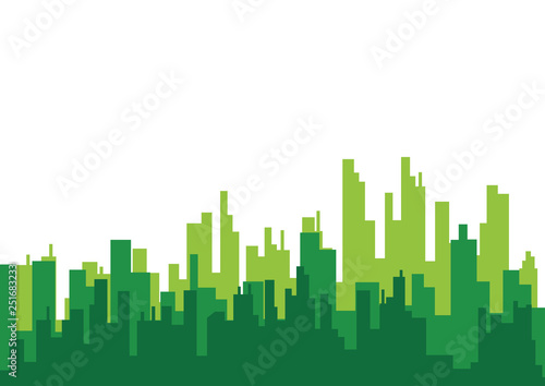 Illustration of city silhouette design in green color