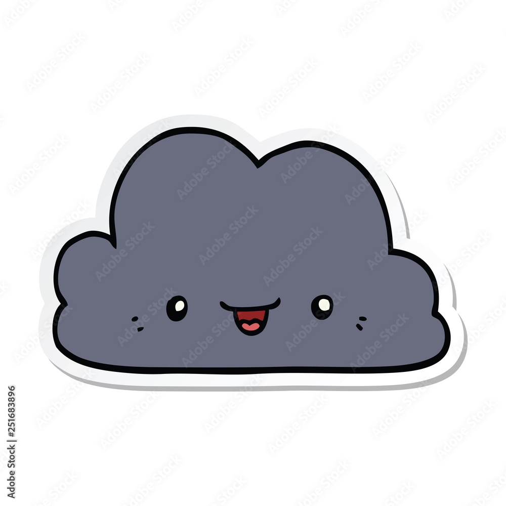 sticker of a cute cartoon cloud sticker of a cute cartoon cloud
