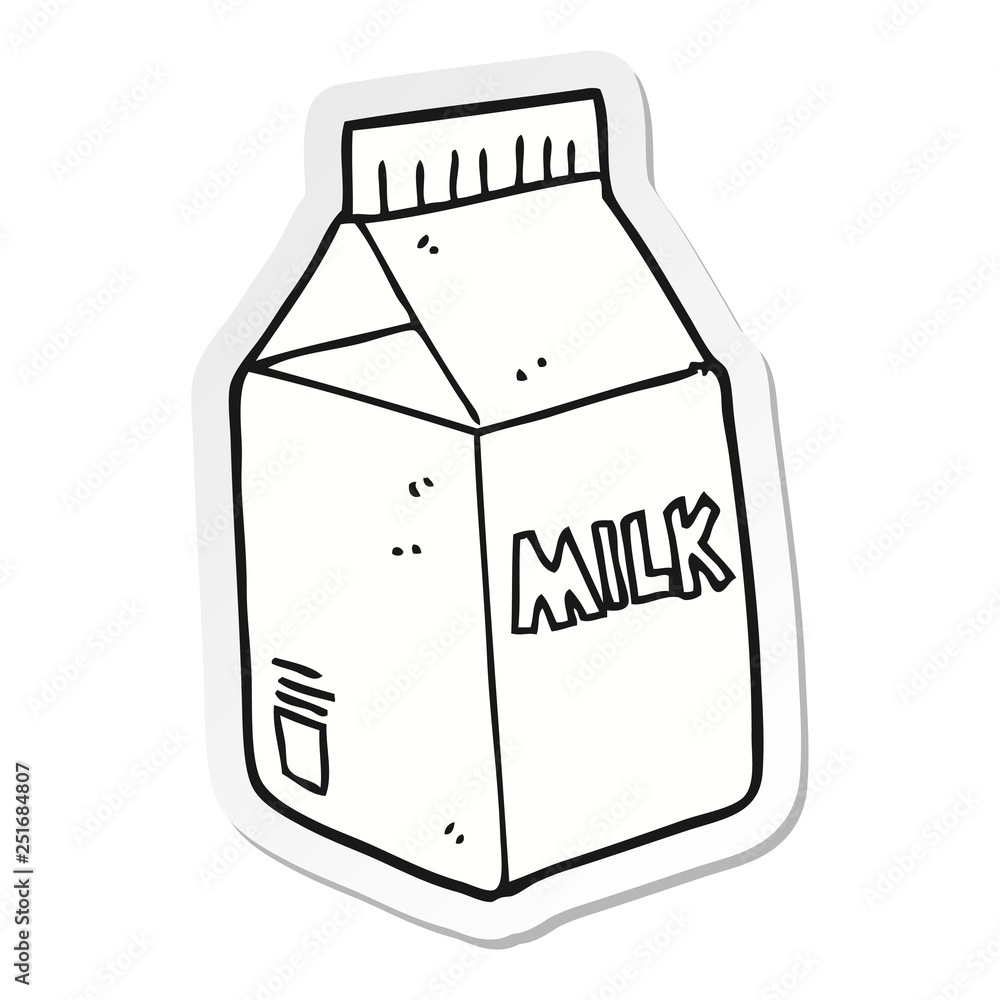 sticker of a cartoon milk carton sticker of a cartoon milk carton